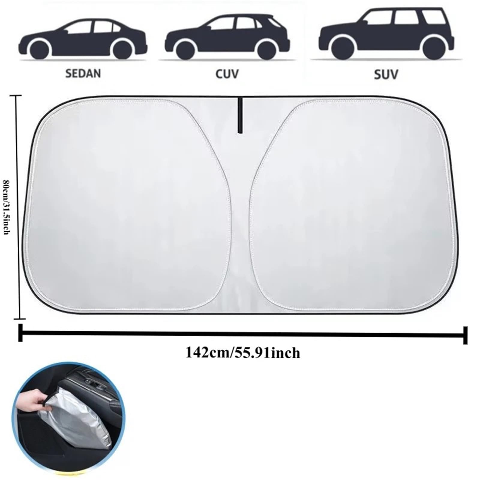 Parasol Lateral Coche Parasol Plegable para Parabrisas de Coche, Protector Visera Interior, antiUV, sombrilla