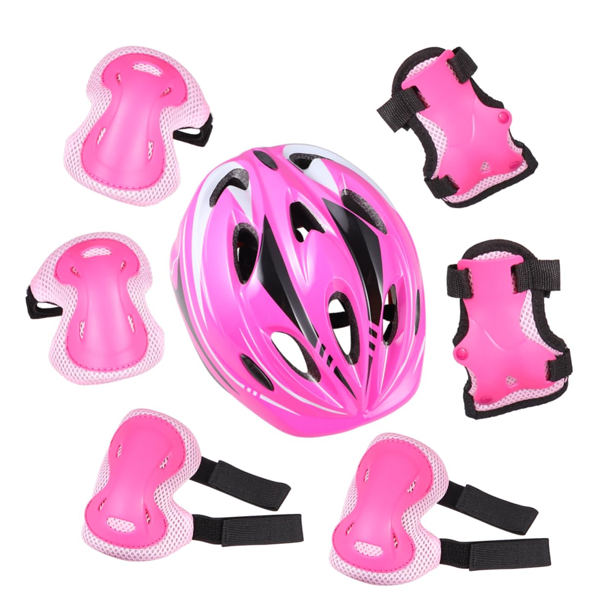 BRIGHTFUFU Skating Elbow Pad Kneecap Set 7pcs Protective Gear for Boys Girls 4-15 Years Old Ventilated Comfort Fit