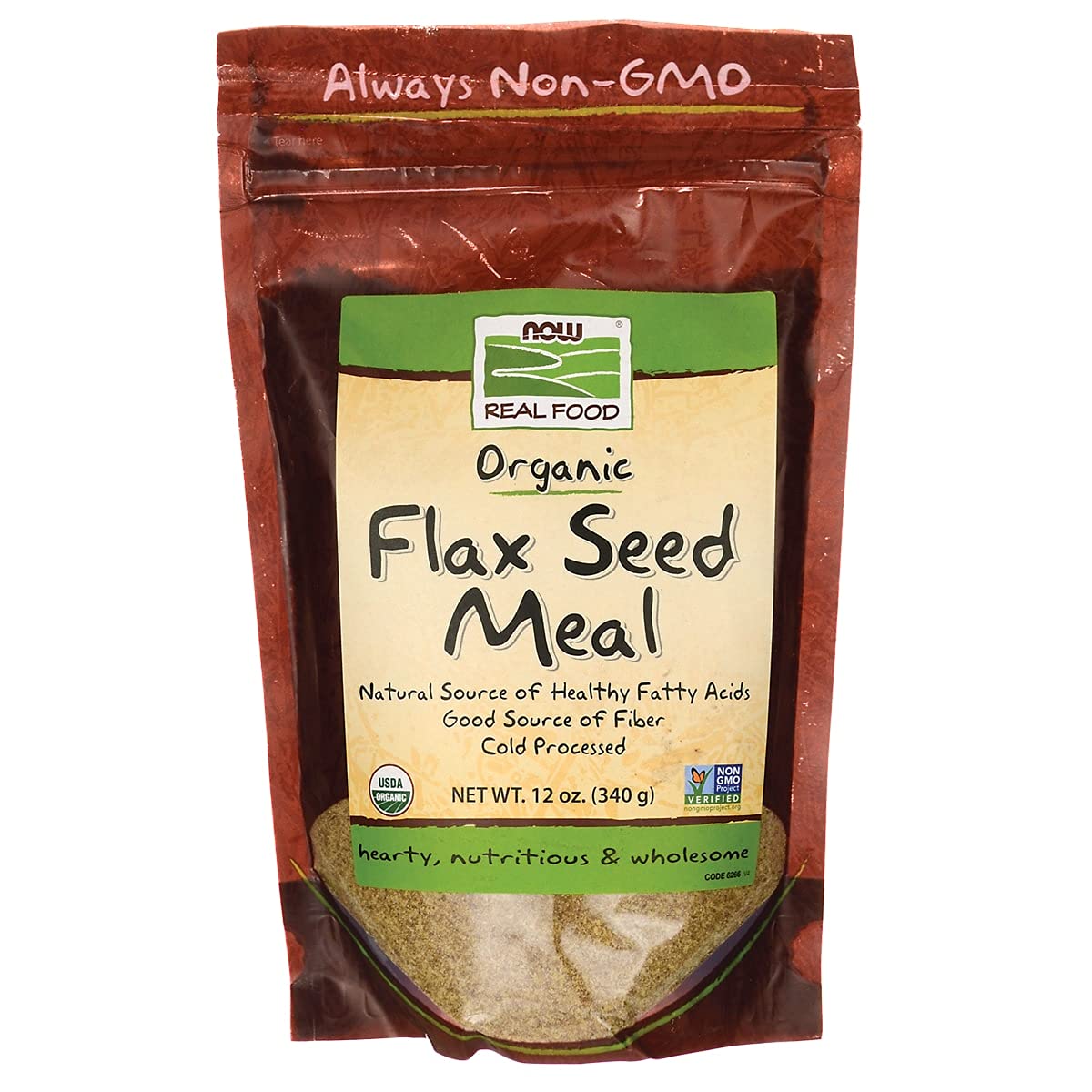 NOW Foods Organic Flax Seed Meal, 12 oz