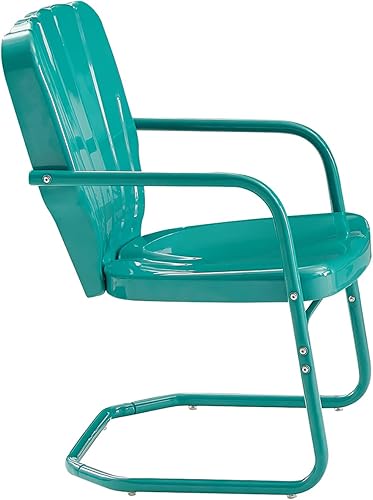 Miniatura 6 de Crosley Furniture Ridgeland - Juego de 2 sillas para exteriores, sillas de metal retro para comedor, porche, terraza, turquesa