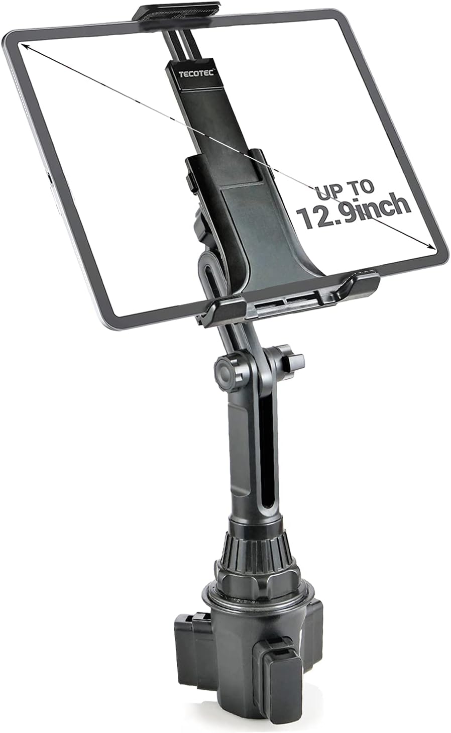 2 in 1 Universal Cup Holder Tablet Mount, TECOTEC Upgraded 13" Long Neck Cup Holder iPad Holder for All Cellphones/Z Fold 3/2/Rugged Phones/ Tablets