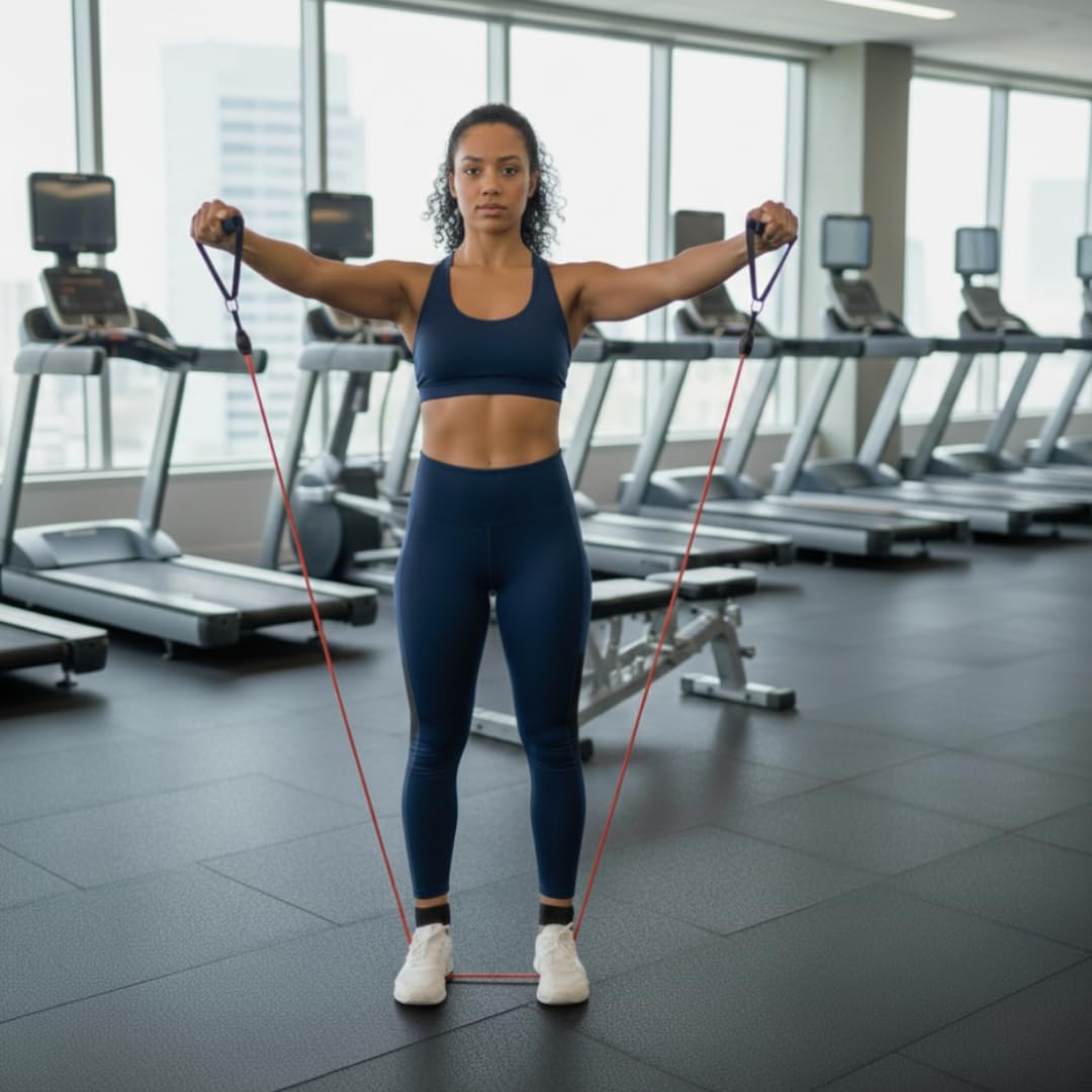 Fit Active Sports Zestaw taśm oporowych z uchwytami paski do kostki kotwica do drzwi wykres ćwiczeń i torba do noszenia doskonałe do wzmocnienia ciała wzmacniania mięśni stawów i więcej