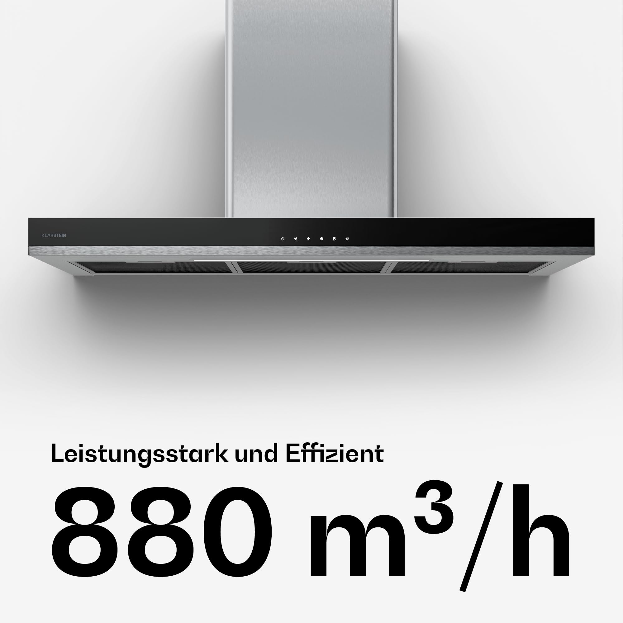 Klarstein Verosteel Dunstabzugshaube 90cm - 881,6 m³/h, A++ Energieeffizienz, Touch-Bedienung, LED, Edelstahl & Glas, 3+Boost Stufen, leise, spülmaschinenfester Filter, abzugshaube