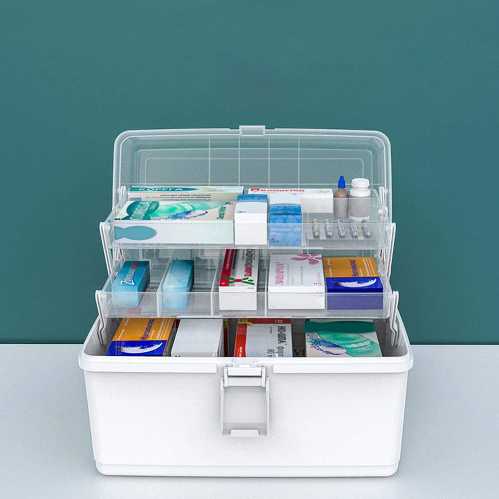 Tragbare mehrschichtige Kunststoffbox Erste-Hilfe-Koffer Notfall-Aufbewahrungsbehälter
