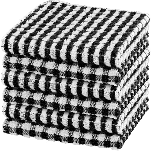 DecorRack 100% Cotton Kitchen Towels, Set of 6 Buffalo Checks 12