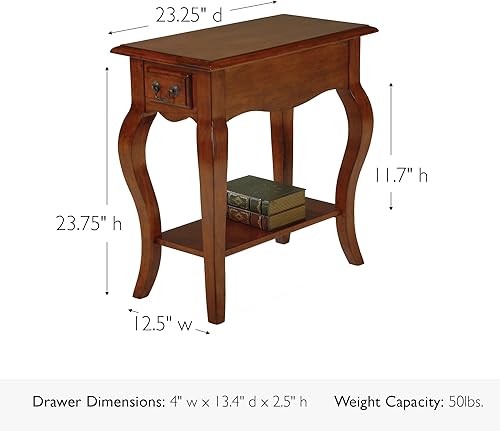 Miniatura 56 de Haven Ridge - Mesa auxiliar estrecha, mesa auxiliar de madera maciza con cajón y estante, color blanco granja, perfecta para salas de estar, blanco