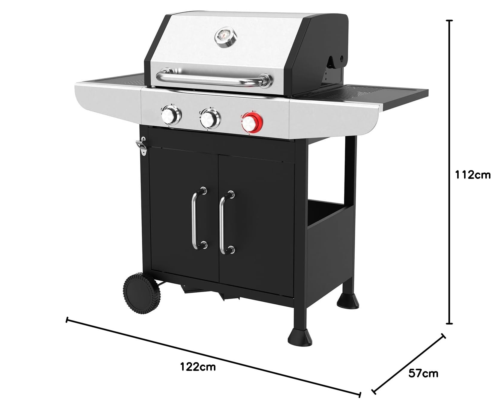 ProfiCook® Gasgrill für Temperaturen bis zu 400°C | mit Power-Zone | Roste aus echtem Gusseisen | Gasgrill 3 Brenner | Temperaturanzeige | Flaschenöffner | 3 Brenner | Balkon | PC GG 1310