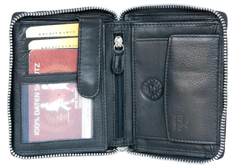 FLW Metal Zip Around (Zipper-around) RFID Genuine Leather Wallet with Pocket for Coins3