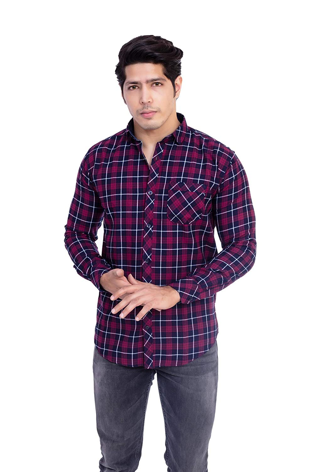 INDIAN THREADS Men's Regular Fit Casual Checkered Shirt