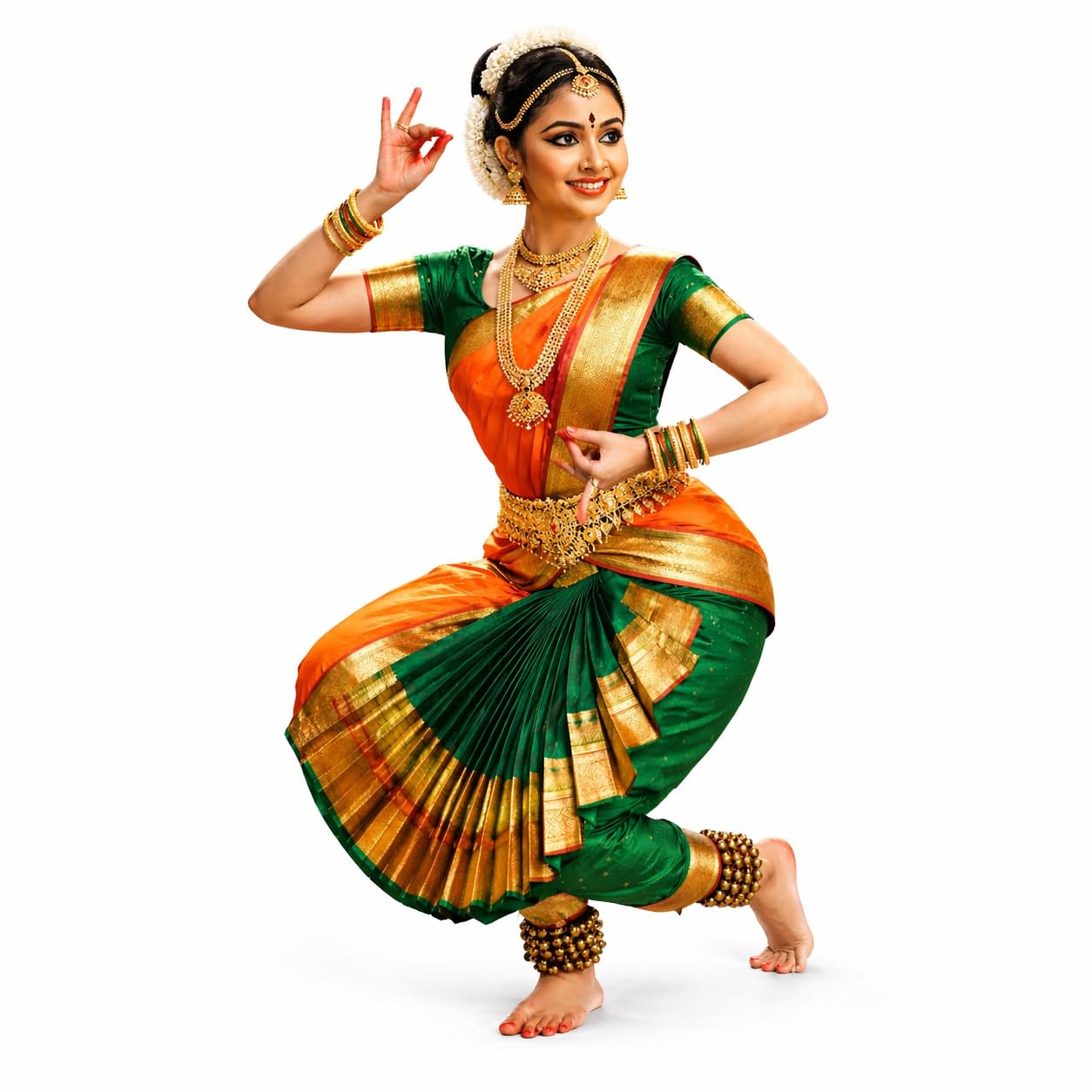Bharatnatyam Costume for Girls | Bharatanatyam Dress for Kids | Readymade Classical Dance Costume for Annual Function & Stage Performance-image-47