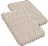 Decolab Tapete Antiderrapante Banheiro Super Soft | Kit Tapete Banheiro Box ou Banheira Completo | Jogo Tapetes Para Banheiro Multiuso Decoração Quarto (Bege-claro, 2 Peças)