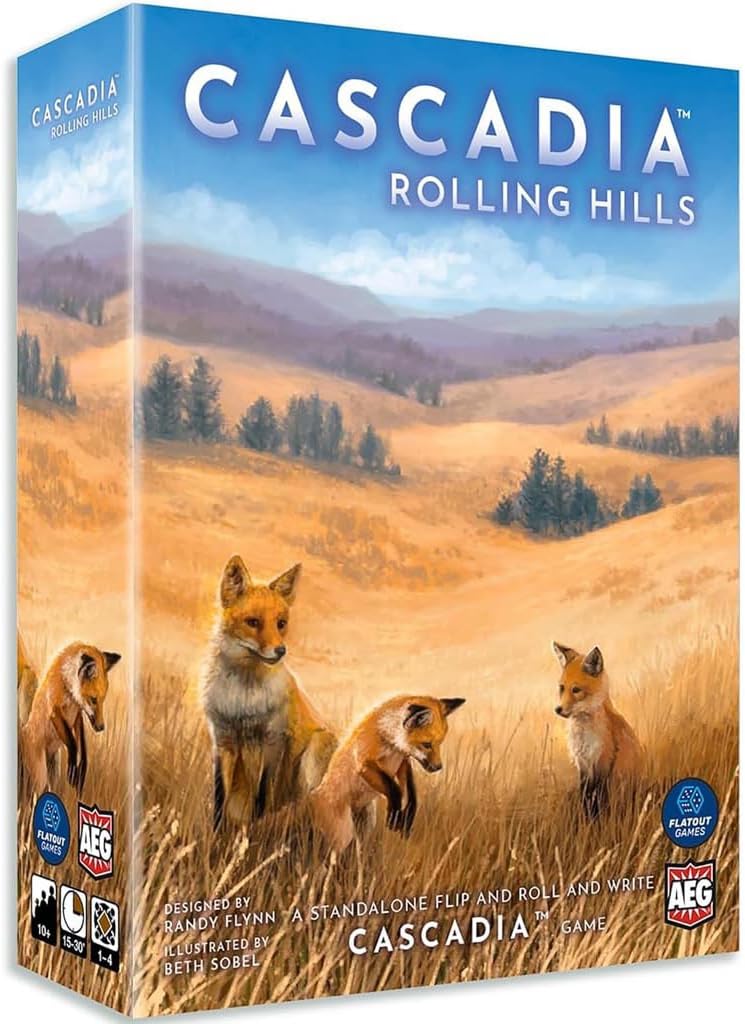 AEG & Flatout Games | Cascadia: Rolling Hills Roll & Write Puzzly Dice Game | Explore The Pacific Northwest, Build Ecosystems | Ages 10+ | 1-4 Players