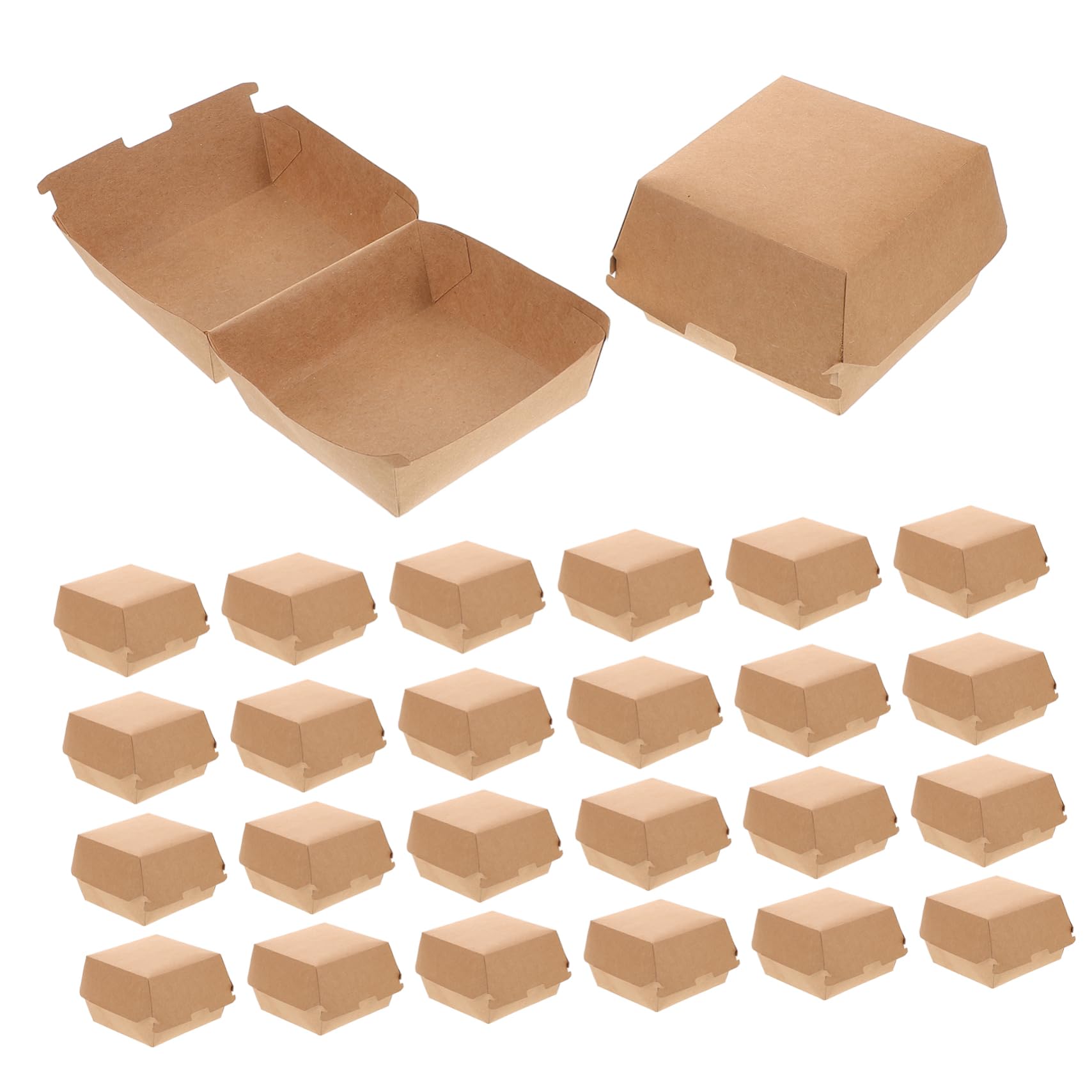 CIYODO 30pc Kraft Paper Takeout Containers Sandwich Packaging Portable Sandwich Storage Boxes