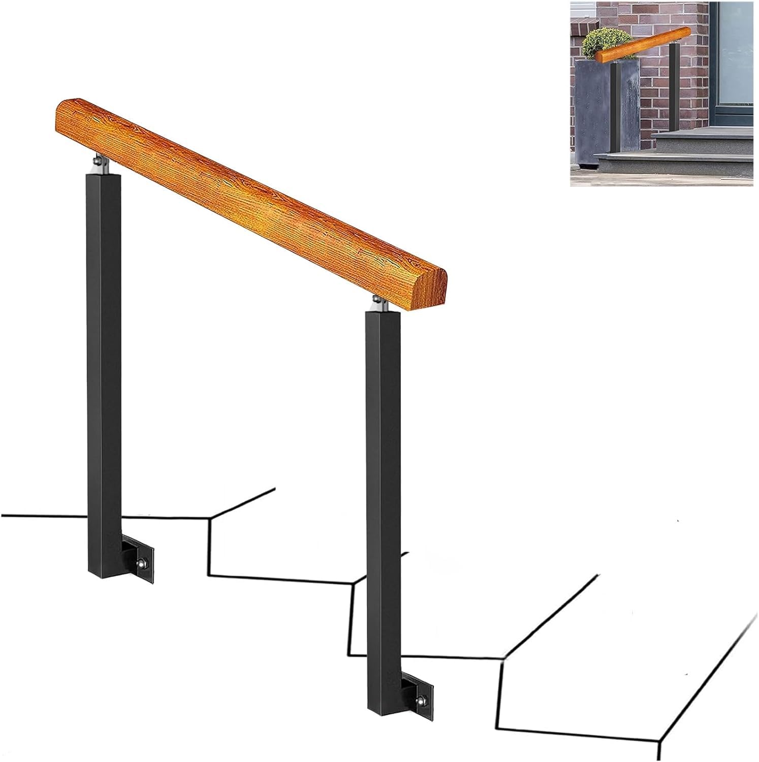 Rampe d'escalier en bois 85cm et piquet de fixation haut de gamme