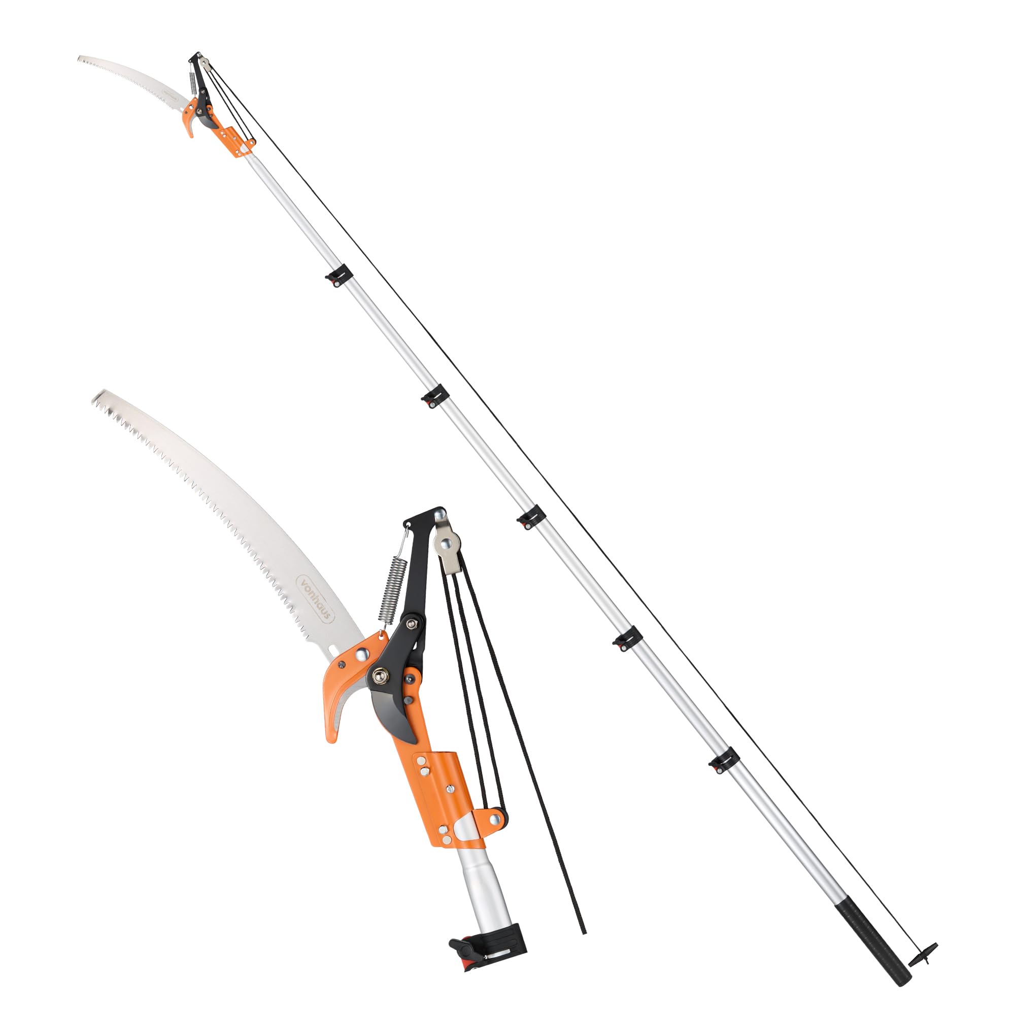 VonHaus Telescopic Tree Pruner & Lopper 2 in 1 โ Long Reach 5.3m Cutter, Retractable & Extendable Pole Saw for Branches โ Lightweight Aluminium Pole, Steel Blade โ Blade Cover Included