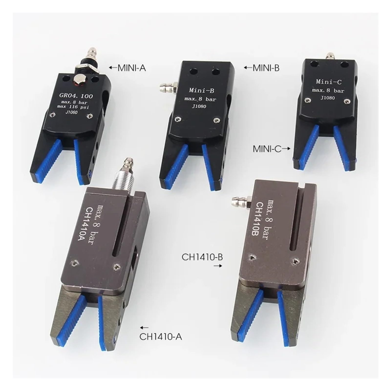 Mini-pince pneumatique, Accessoires de manipulateur, pince pneumatique J1080/1060 avec tampon en Silicone for Robots industriels(Ch1410b)