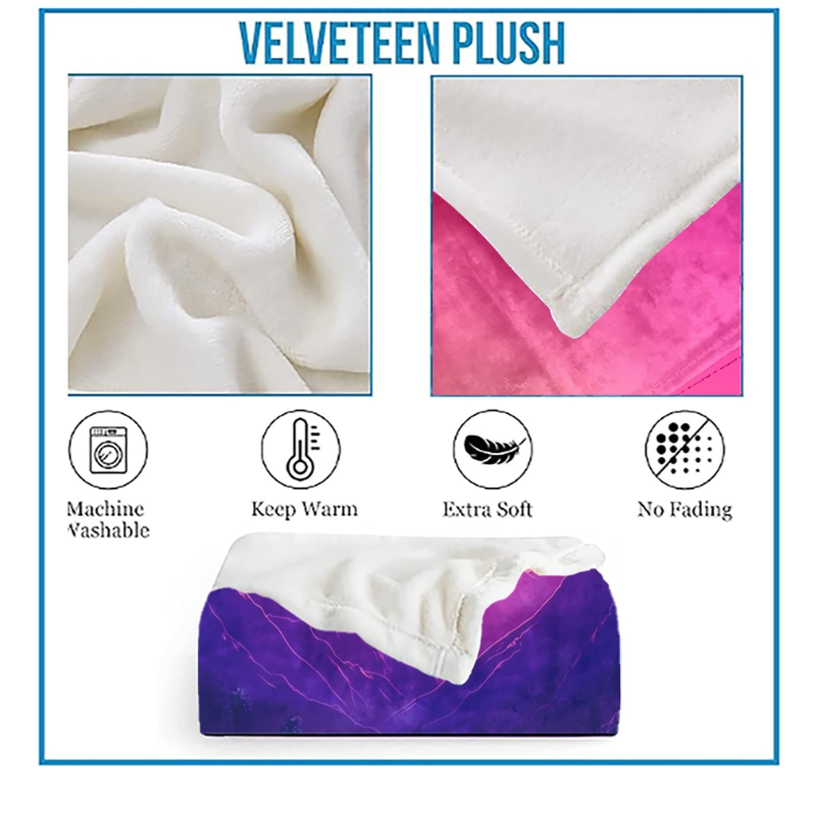Couverture Polaire Douce 180x220 cm Silhouette de Montagnes Et de Palmiers Chaude Moelleuse Flanelle Couverture Sherpa de Lit Couvre-lit Jeté de Canapé, Convient Adulte et Enfant, Couleurs NéOn
