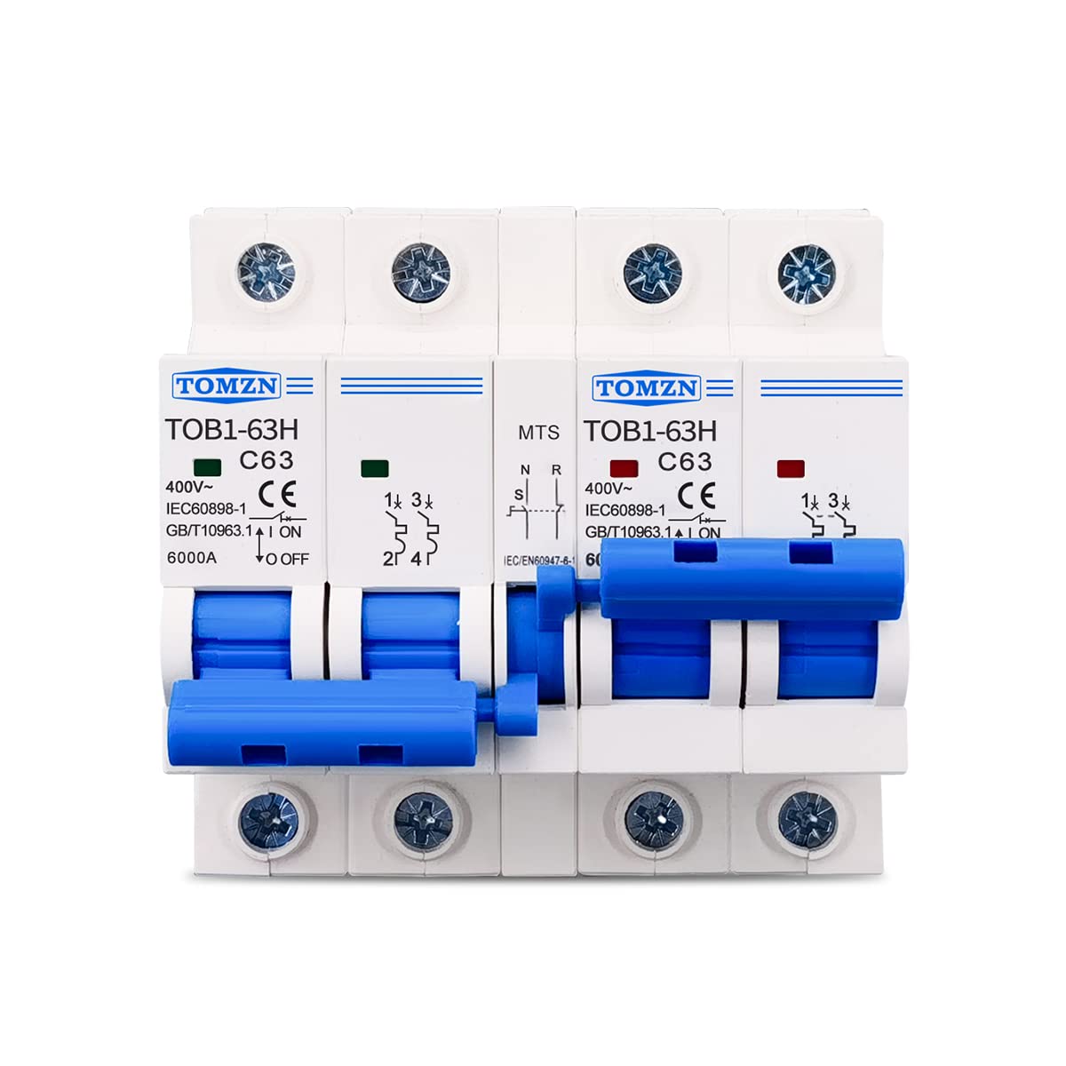 2P + 2P MTS AC Interruptor de Transferencia de Transferencia Manual de Doble Potencia MCB 50HZ / 60HZ Disyuntores 689 (Size : 32A)