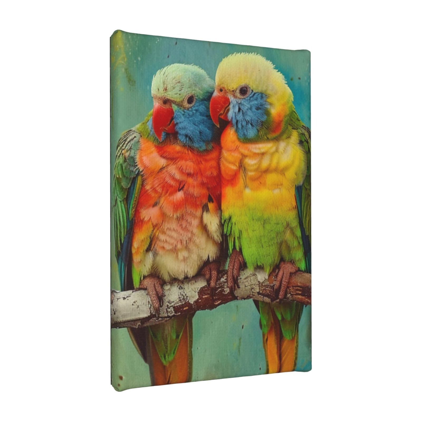 YKLJG Parrot Printed Wall Art Canvas Painting 20x30 CM Wooden Framed Picture Painting Artwork Prints for Bedroom Kitchen Home Office Decor