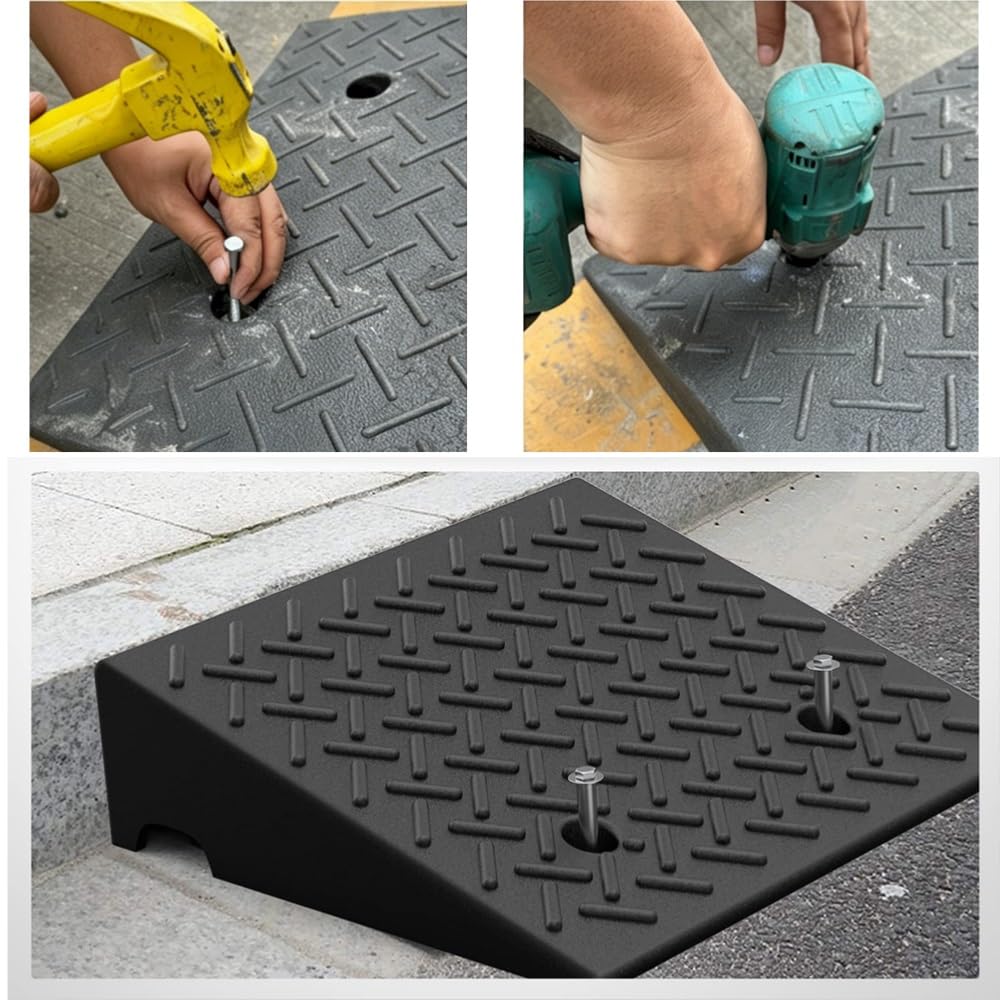 Rampa de Goma para Bordillo Altura de 10-12 cm Rampa Antideslizante | 50 cm x 50 cm, Capacidad de Carga de 2000 kg, para Silla de Rueda Moto Coche Carrito(4.4in/11cm H)