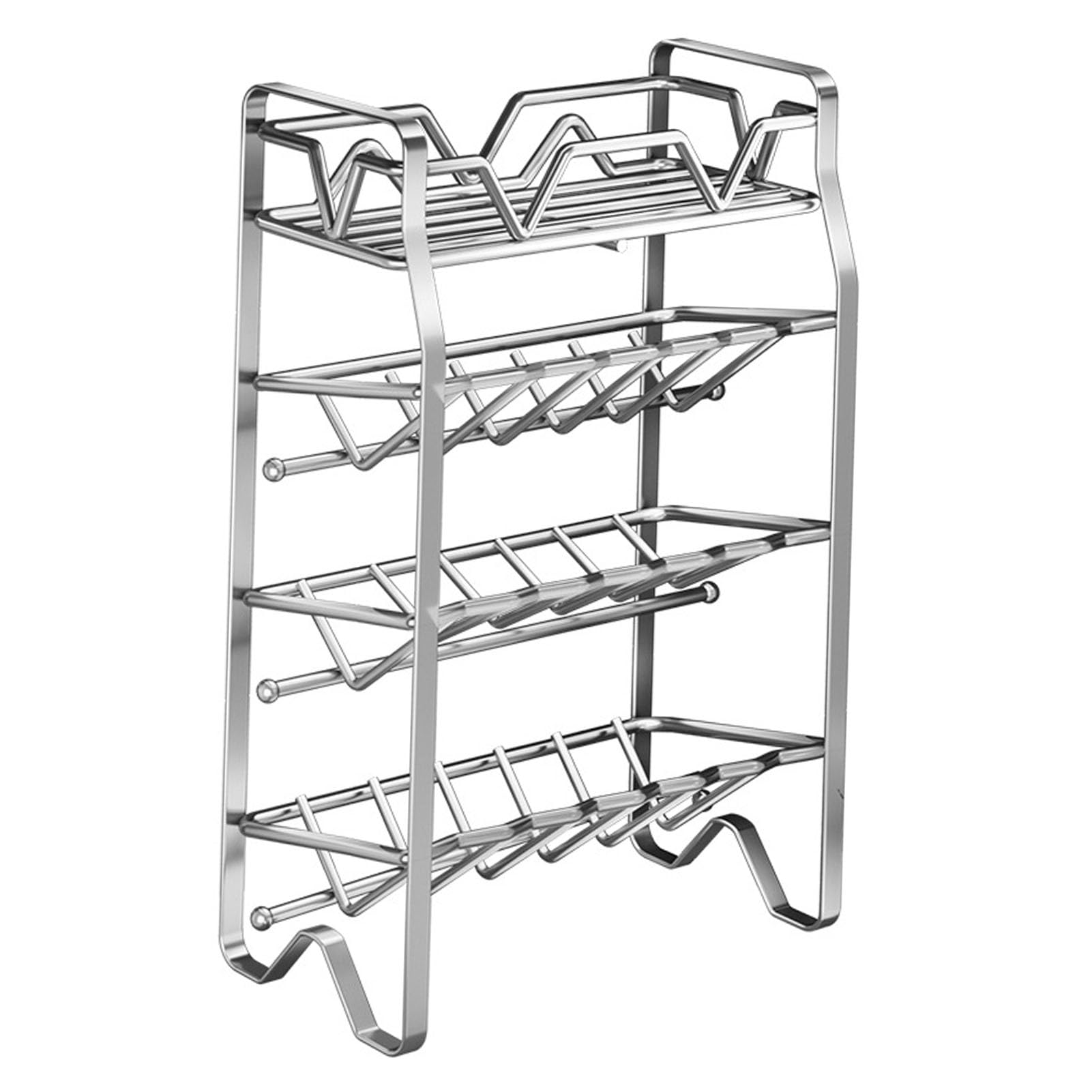 Yosoo Health Gear Organizador de Estantes para Especias, Soporte para Botellas de Condimentos de Acero Inoxidable, Instalación de Almacenamiento en Encimera de Múltiples Capas, Gratuito para Uso en