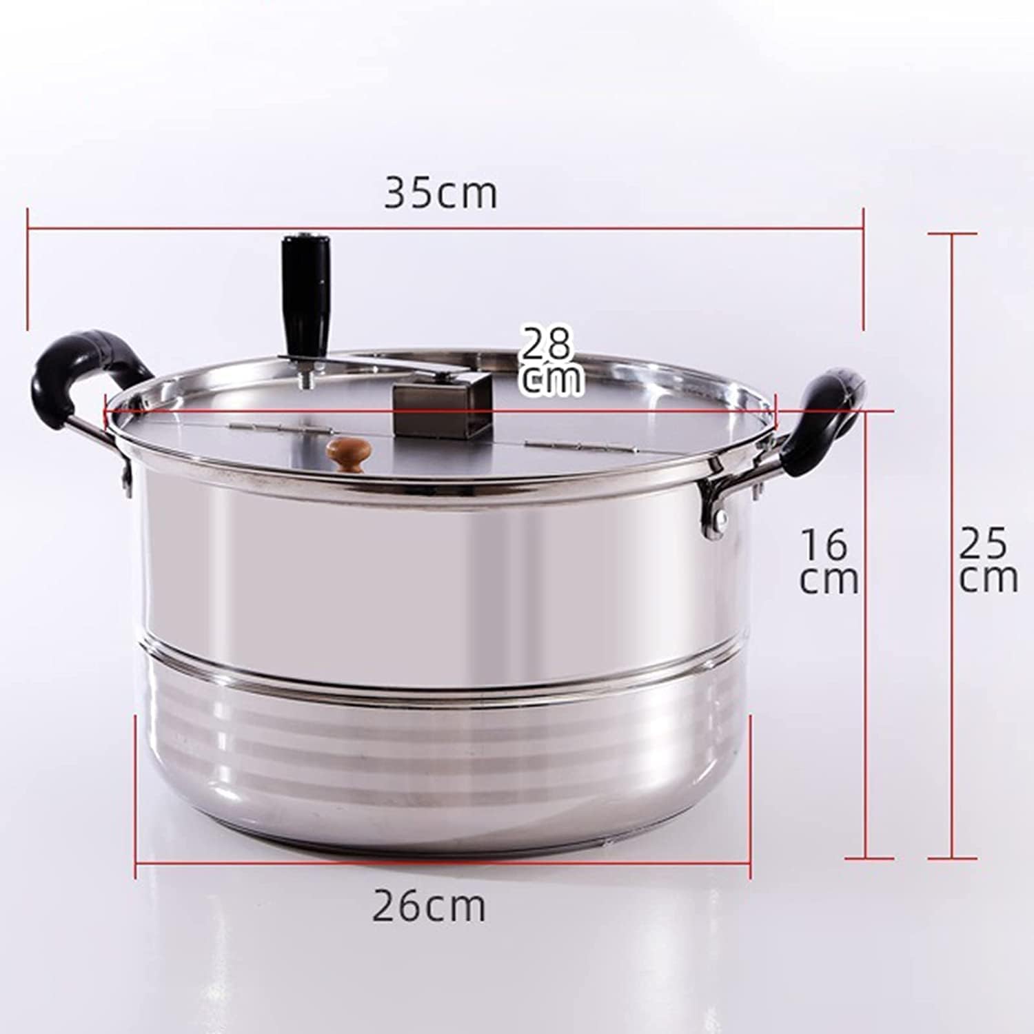 Olla para palomitas de maíz mezclada Manual, Máquina de palomitas de gas para estufa, Máquina de palomitas manual antiadherente comercial de acero inoxidable