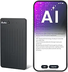 Gravador de voz AI, transcreve e resume com tecnologia AI, gravador de voz com tradução em tempo real compatível com 59 idiomas, memória de 64 GB, gravador de áudio para conferências