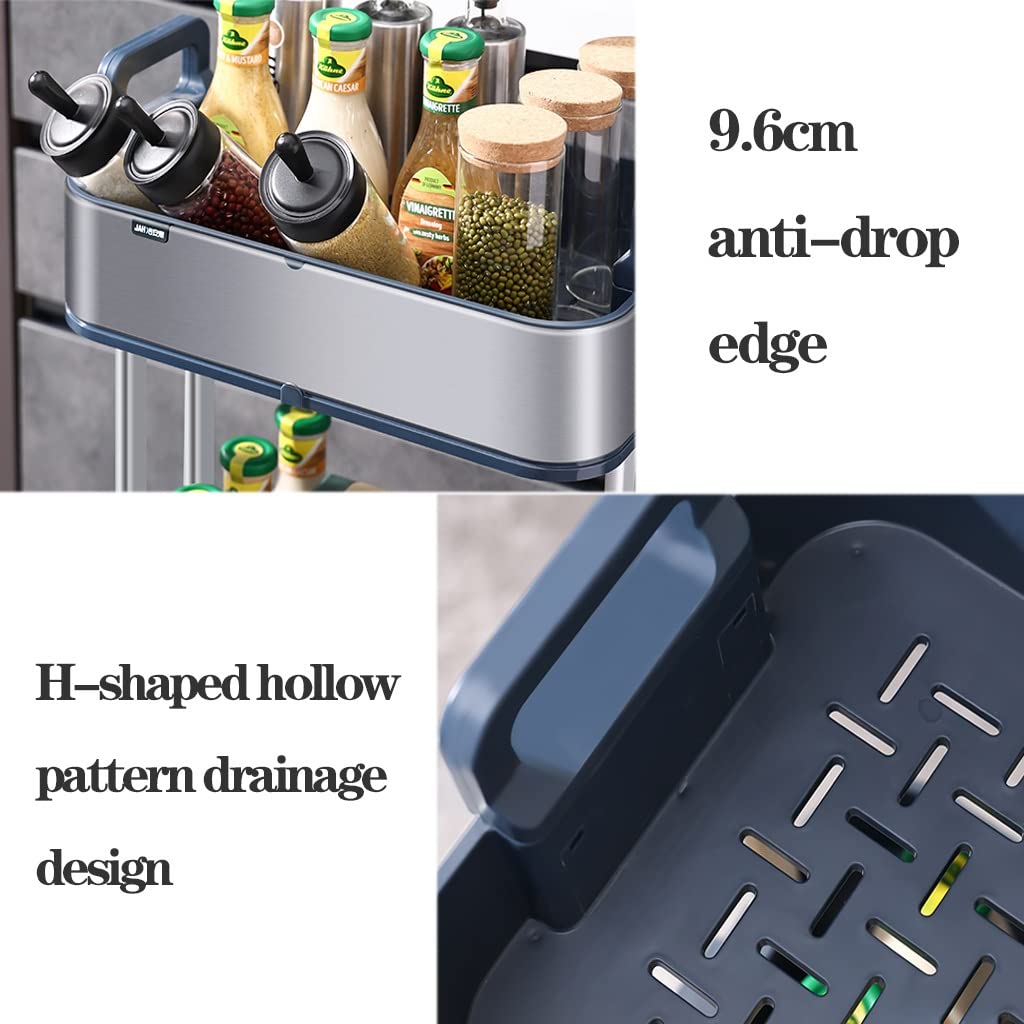 Carro utilitario de Acero Inoxidable de 3 Niveles con Ruedas de Bloqueo, Carrito de Cocina con Estante, estantería móvil, Organizador de Almacenamiento, Carrito utilitario de Metal para coci