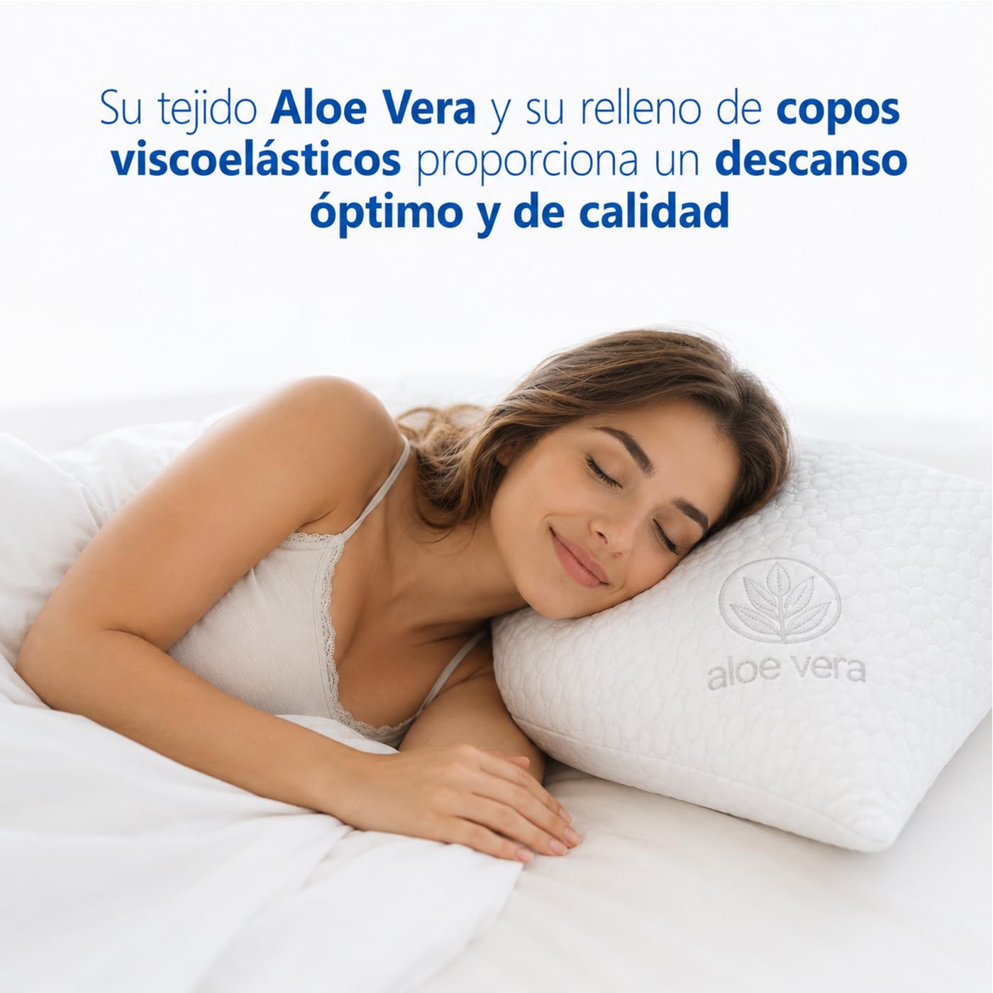 ACCRUX-Almohada de Copos Viscoelásticos, Firmeza Media, Transpirable,Tejido Aloe Vera Suave, Ergonómicas,Termorregulable Adaptable al Cuello. (90cm Pack 2)