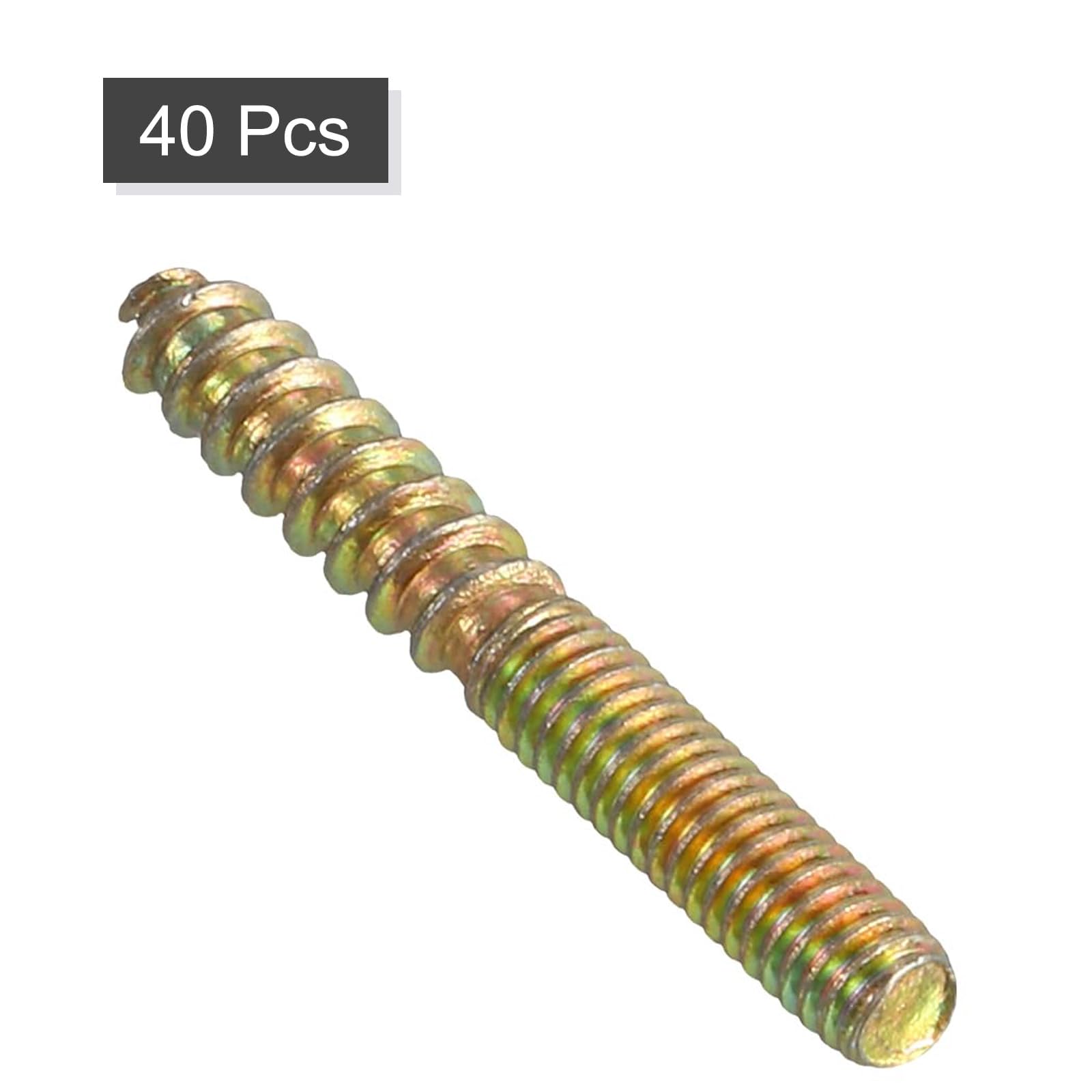 TOP-VIGOR 40Pcs Hanger Bolts, M4x30mm Double Headed Bolts Self Tapping Screw, Double Ended Dowel Screws, Screw Dowels Hanger - Image 3