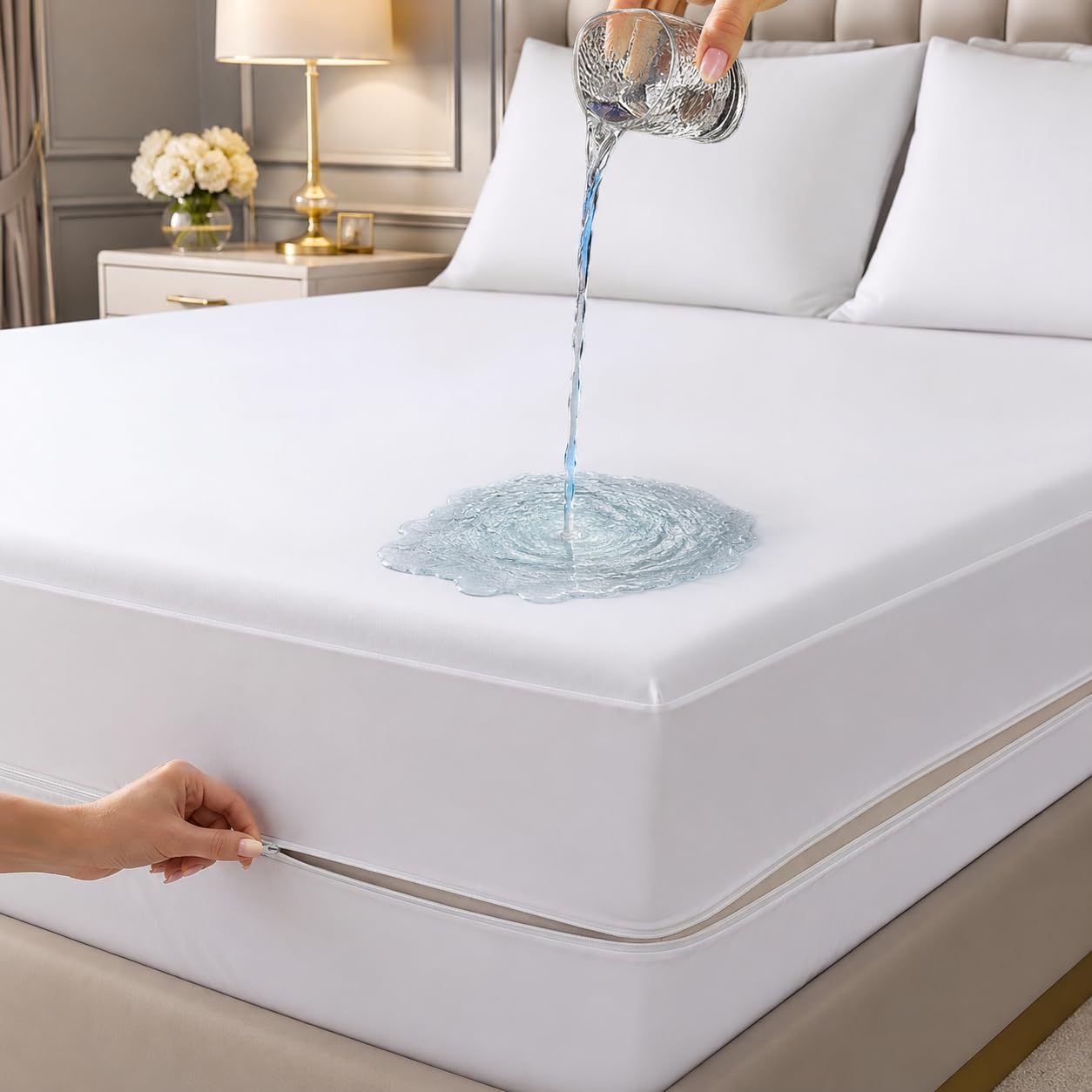 Heaven High Premium Waterproof Mattress Encasement – Bed Bug & Dust Mite Proof, Zipped Super King Mattress Protector (182x200+30 cm)