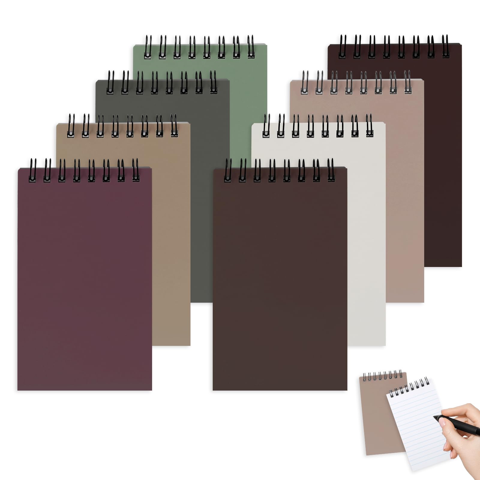 Svalor Mini Notebook,8 Pack Spiral Small Notebooks Pocket Size 12.6cm x 7.6cm,Pocket Notepad for Office School Memo Tactical Steno Pads (Morandi color scheme) — image 1