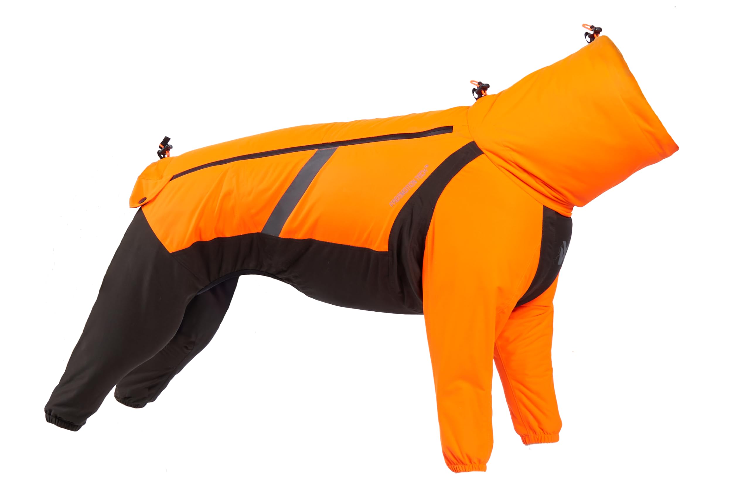 Non-Stop Dogwear Fjord Regenmantel Overall, Reflektierend, Orange-Schwarz, Wasserdichter Hundemantel mit 3M Details (70)