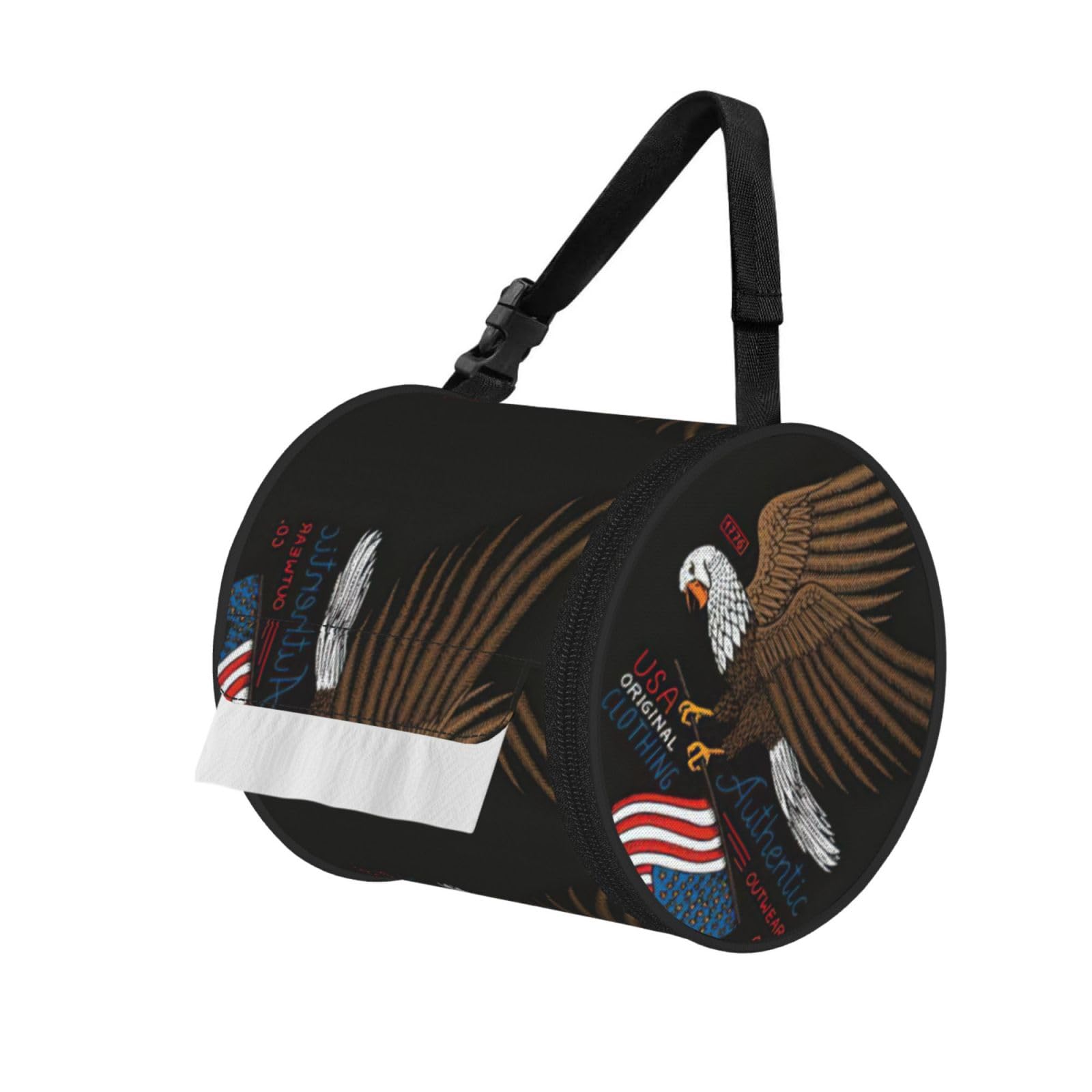 Usa Patriotic Eagle With American Flag Print Fashion Tissues Organizer Box, Hanging Tissue Holder For Purse Coins For Car Office Daily Outing