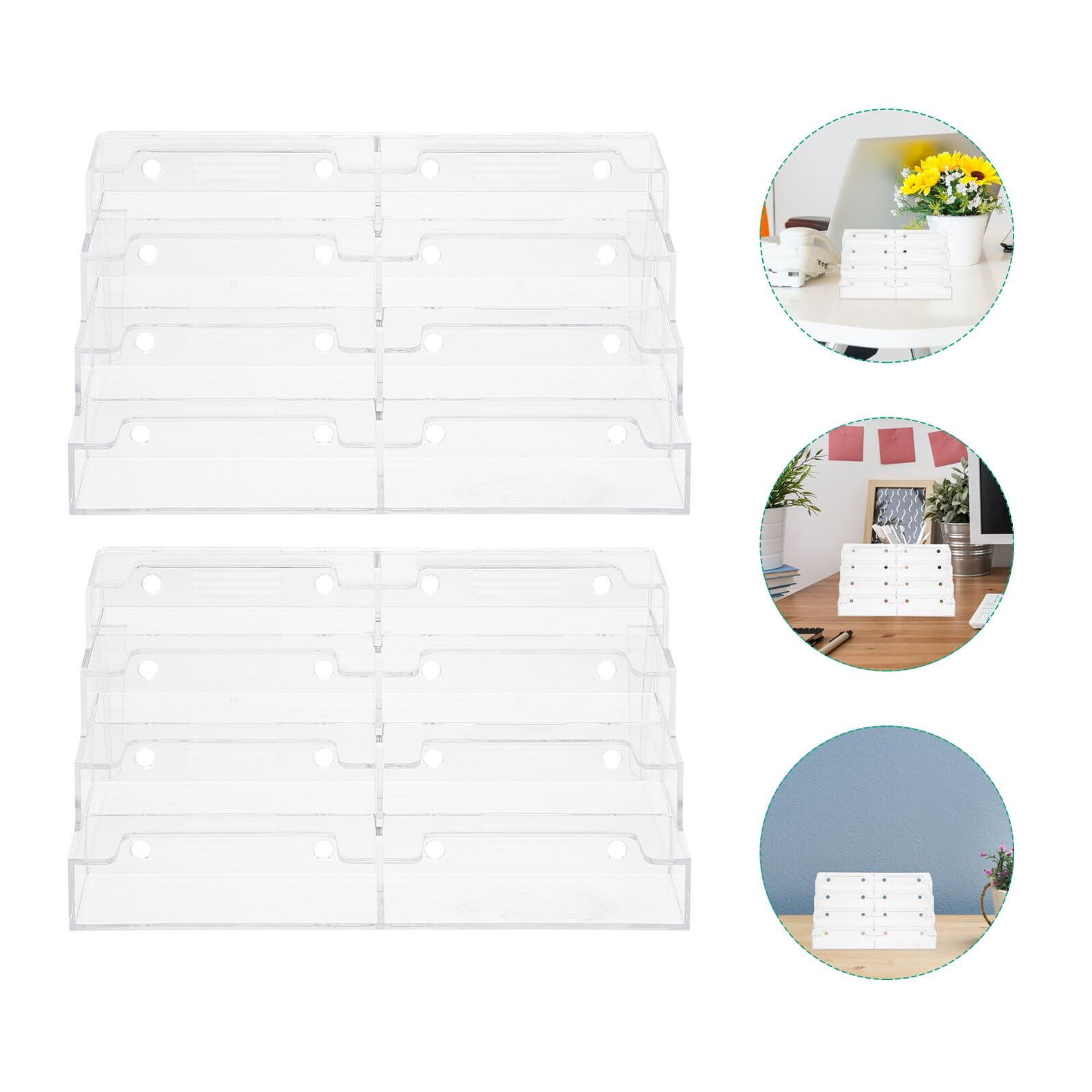 Caja de Tarjetas de Visita de Acrílico Transparente 2 Piezas | Organizador Compacto para Notas, Diseño Limpio y Ordenado, Uso en Escritorio y Habitación