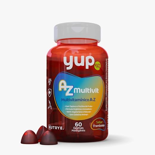 AZ Multivit: Multivitamínico em Gomas – 13 Vitaminas e 10 Minerais – Sabor Framboesa – Fórmula 100% Vegetariana – Energia e Imunidade – Nutrye