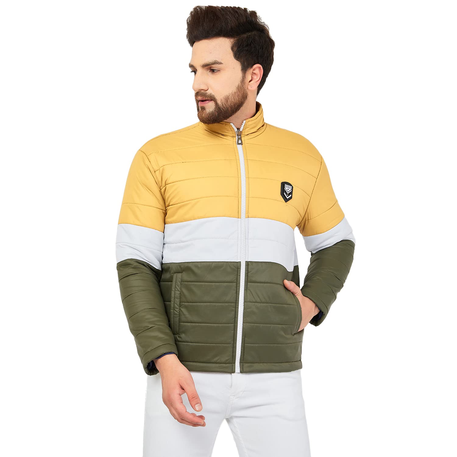 ben martin Men's Full Sleeve Regular Fit Quilted Nylon Casual Jacket, Mustard-Green Medium-picture-29