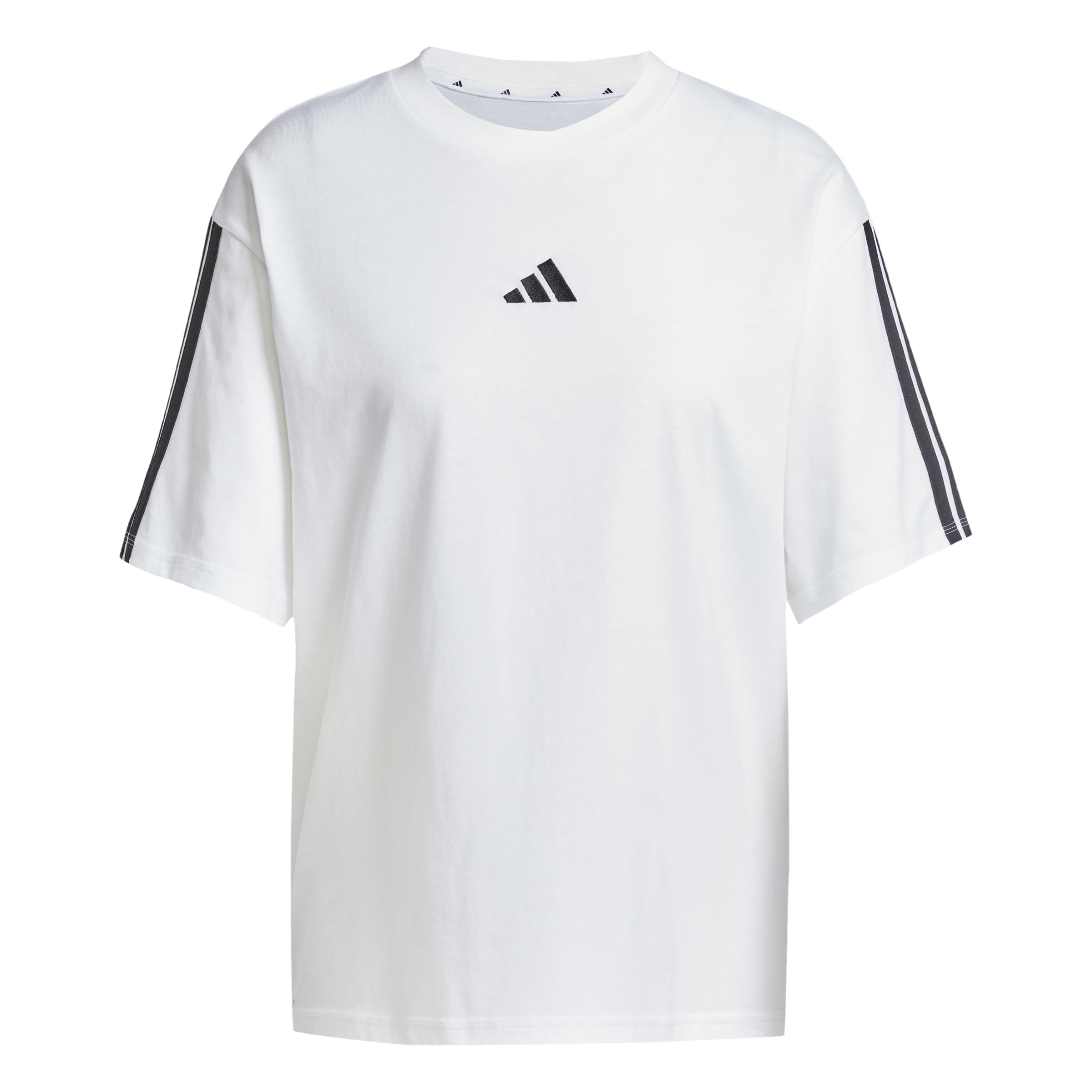 Adidas Women's Essentials 3-Stripes Boyfriend T-Shirt, White/Black, XXL