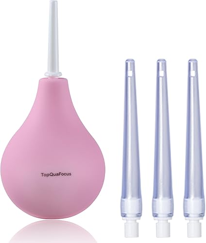 TopQuaFocus Kit de bombillas de enema de 8 onzas, bombilla anal y vaginal para hombres, sistema de enjuague, enemas, bombilla de silicona, 4 puntas