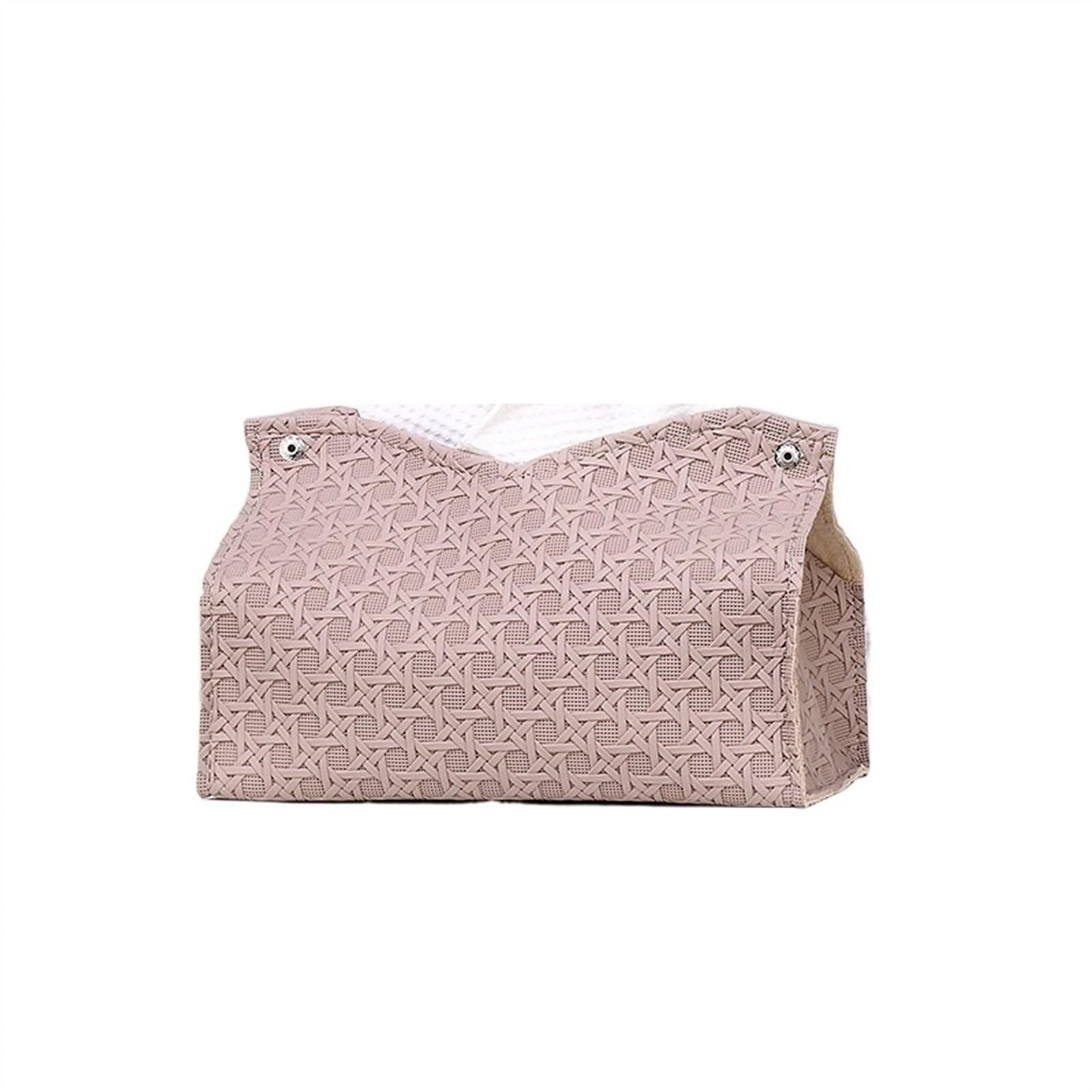 Tissue Case PU Leather Tissue Box Living Room Tea Table Kitchen Desktop Nordic Napkin Holder Household Storage Tissue Dispenser(Pink)