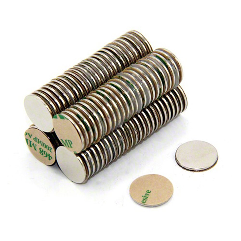 Adhesive N42 Neodymium Magnet for Arts, Crafts, Model Making, DIY, Hobbies, Office and Home - 15mm dia x 1mm - 1.1kg Pull - North - Pack of 100