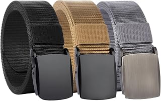 3pc Tactical Belt Zinc Alloy Buckle Military Webbing Canvas Outdoor Web Waist Belt for Work and Outdoor Sport