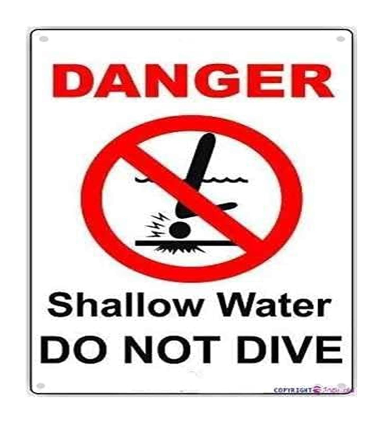 PKNVKZIDK Vintage Pool Sign Metal Tin Plaque Danger Shallow Water Do Not Dive Warning for Pool Area Gym (8 X 12 in)