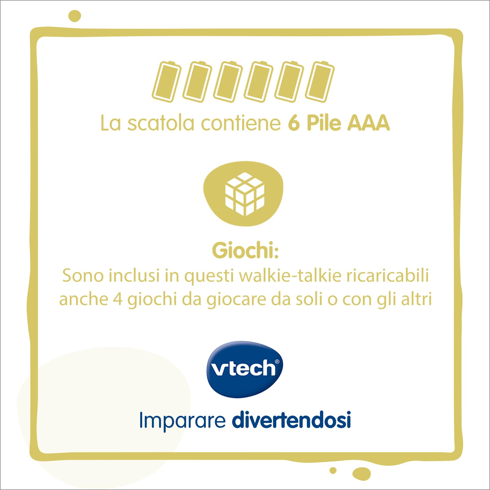 VTech Kidi Talkie, Walkie Talkie Bambini 6 in 1, 2 Walkie-Talkie con Connessione Protetta, Molte Modalità di Utilizzo, Modifica della Voce, Lingua Italiana, Batterie Incluse, 4-10 Anni