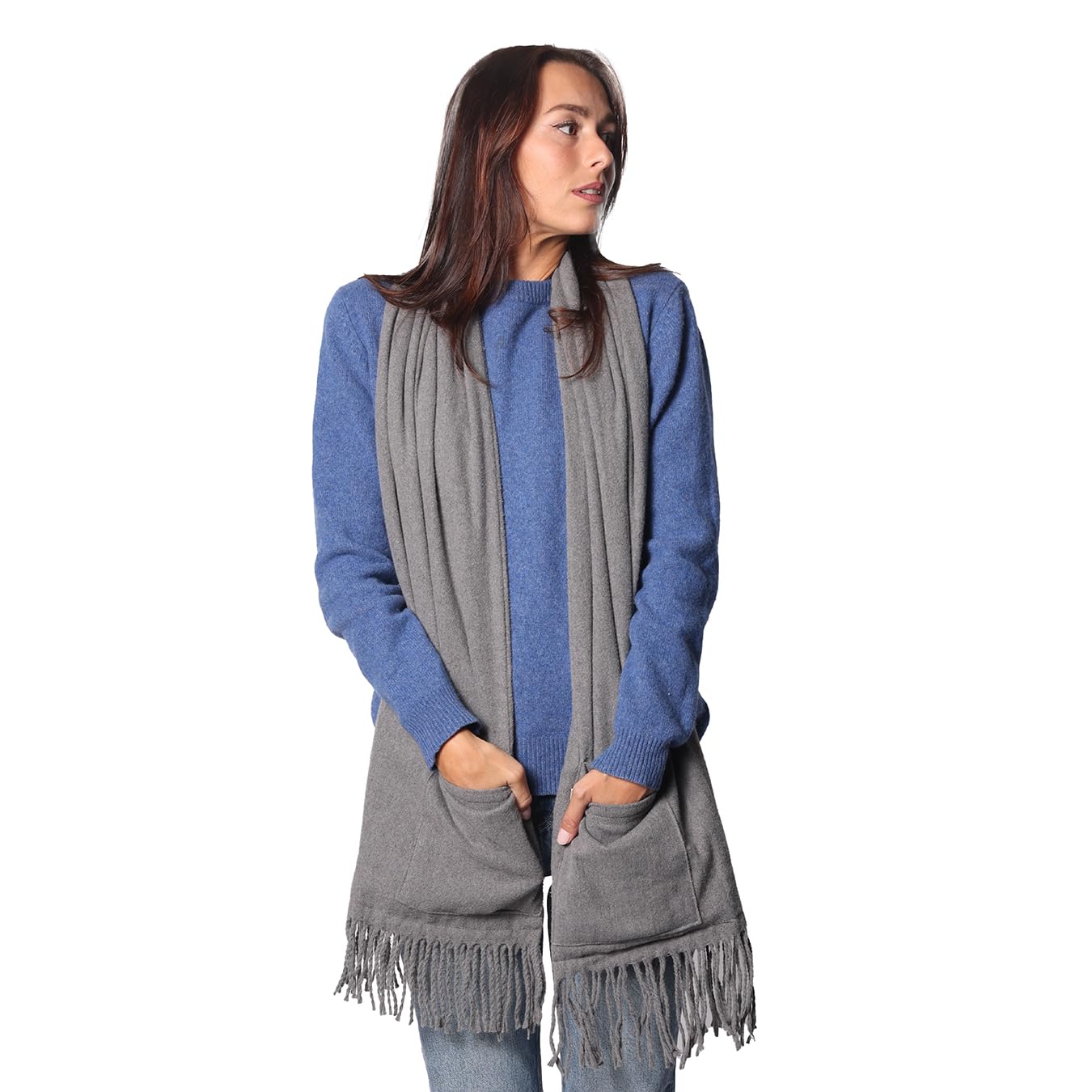 Sash & Bloom Heated Scarf in Slate - With Heated Pockets - Muscles & Joints Pain Relief - Rechargeable Battery Pack - Fast & Adjustable Heat - Lightweight Design - Auto Shut-Off - Machine Washable