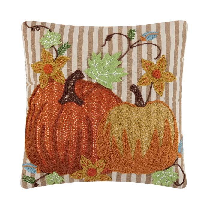 Peking Handicraft Pair of Pumpkins Pillow, 16-inch Length, Cotton, Poly, Home, Home Décor