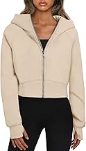YUTILA Damen Cropped Hoodie Jacke – Langarm Kurz Sweatjacke Kapuzenjacke mit Reißverschluss für Frühling & Übergangszeit