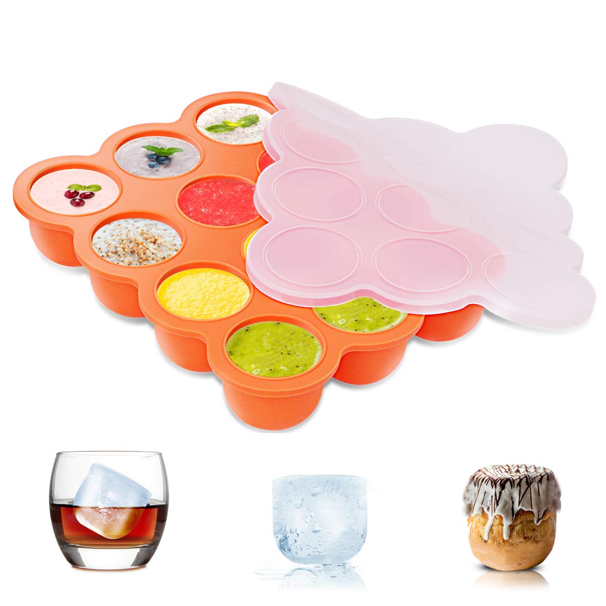 ZOUNICH Silikon Babynahrung Aufbewahrung Behälter, Silikon Babybrei Einfrieren mit Silikondeckel Behälter Gefrierschrank Tray, Wiederverwendbare - Gemüse, Obst Purees, Saucen und Eiswürfel