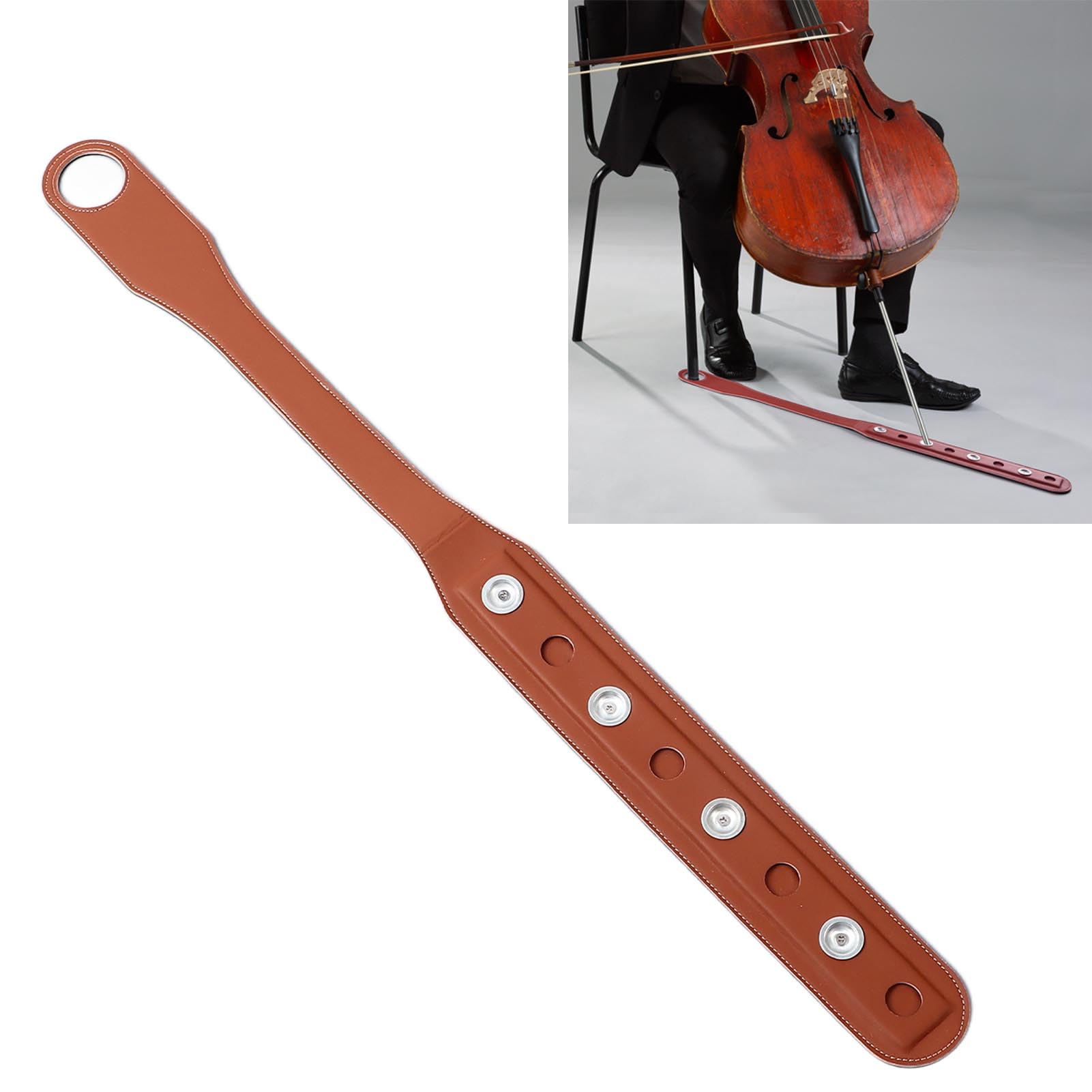 Cello-Endstifthaltergurt, Rutschfester Leder-Gurt für Cello-Stabilisierung, Verbesserte Stabilität und einfache Handhabung, Braun, für Cellisten beim Üben und Aufführen