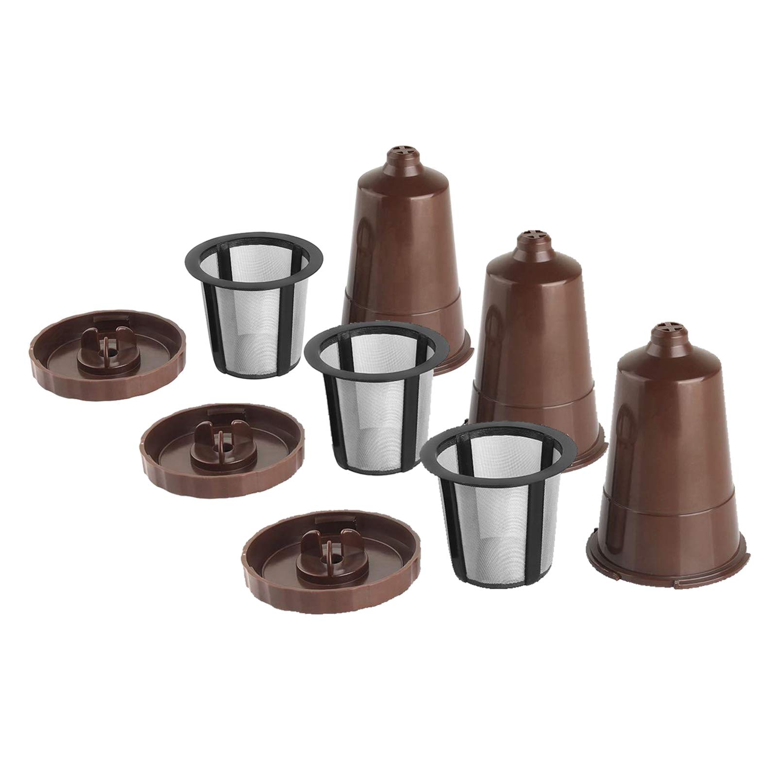 ATORSE® 3X Reusable K Cups Refillable Pod Coffee Filters for Cafe Bar Brown